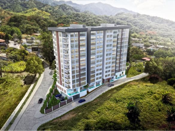 Apartamento 200m2 Calambeo Ibagué, vista aérea del edificio moderno en zona residencial.